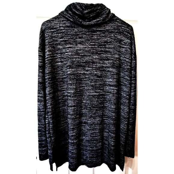 Gap Women's L Long Sleeve Softspun Cowlneck Sweater Black Marled Tunic - Picture 3 of 8